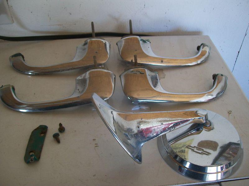 Outside door handles + side mirror 1962 impala belair 4 dr wagon 1963 64 61 62 