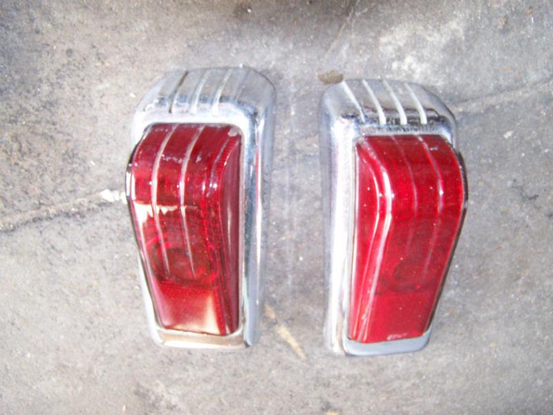 1948 desoto tail light lenses and chrome bezels, pair