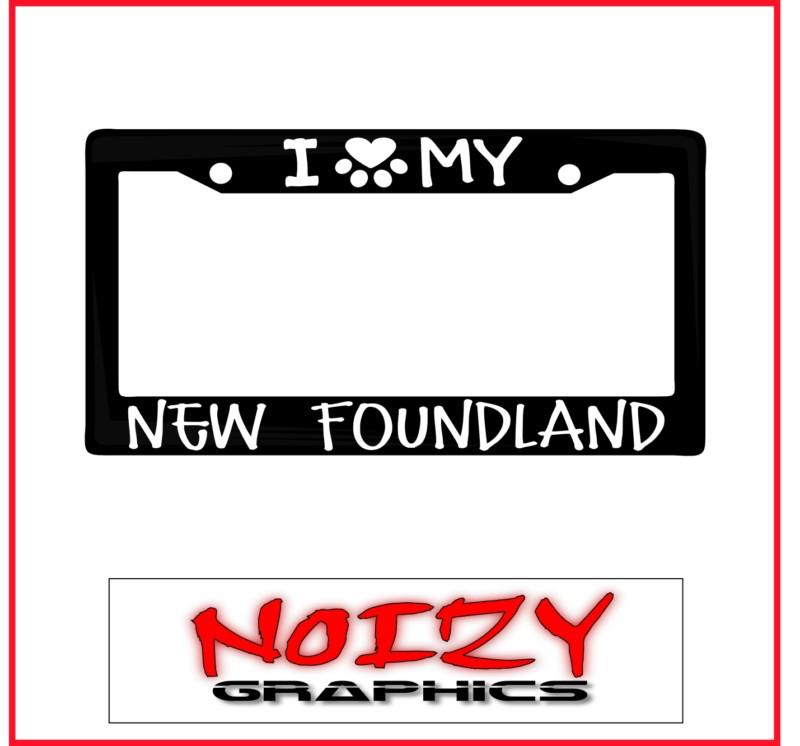 Family dog license plate car sticker decal frame i love paw my new foundland