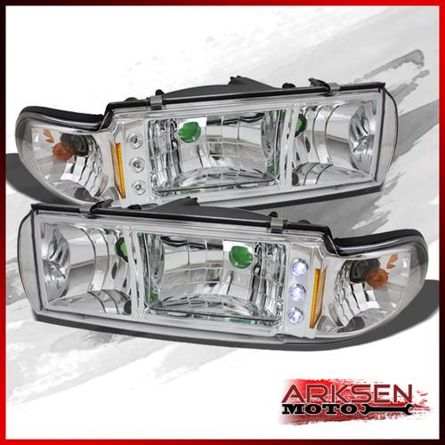 91-96 caprice impala crystal led headlights w/built in corner signal lights lamp