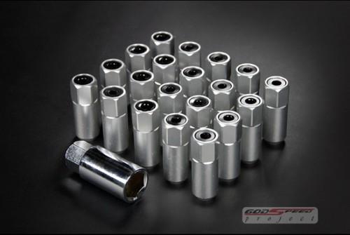 Gsp t5  silver color lug nuts 55mm 20 pcs m12 x 1.25 open/close end fit: subaru 