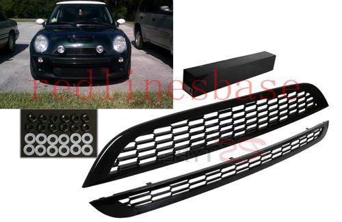 Front upper + middle grille for mini cooper 02-06 coupe 04-08 convertible black