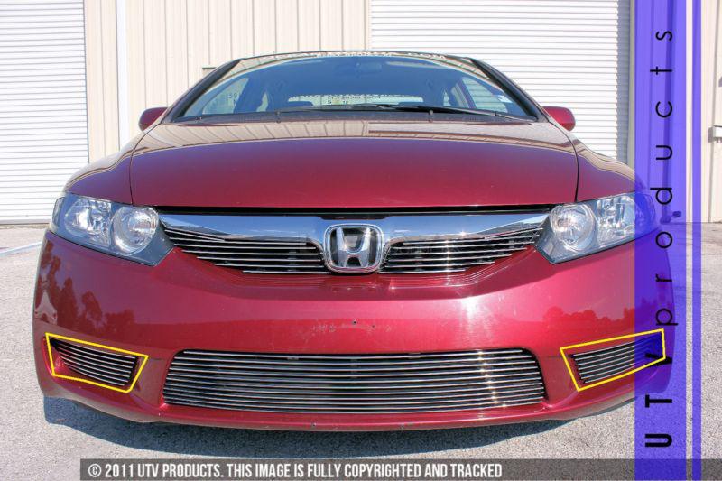 2009 - 2011 honda civic 4dr 2pc bumper accents chrome billet grille kit