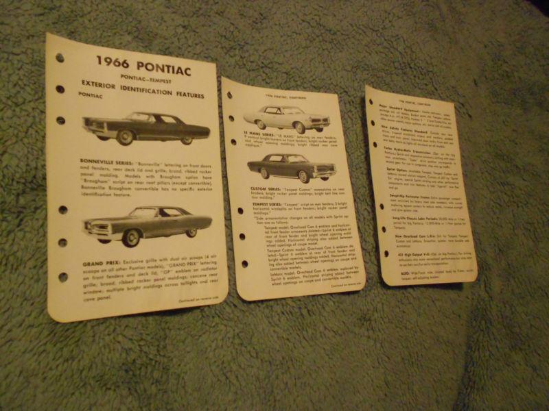 Vintage1966 pontiac grand prix bonneville/gto/2+2/catalina/tempest literature