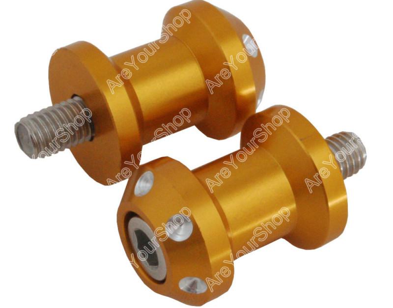 Swingarm spools cnc 8mm honda cbr 600 954 1000 rr suzuki gsxr 600 750 1000 gold