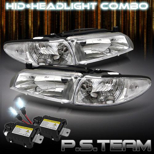 97-03 grand prix chrome headlights w/corner signal+6000k slim ballast hid combo