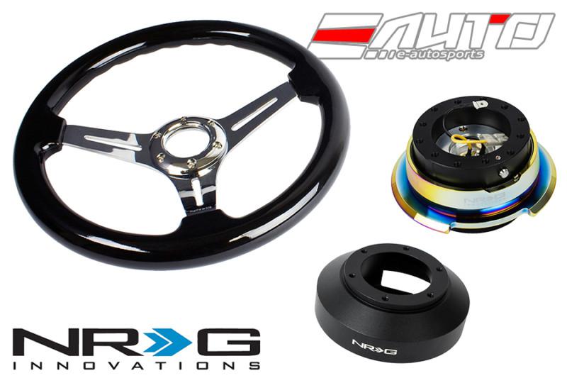 Nrg 330mm 2.5" d bk wood ch s steering wheel 141h hub 2.8 bkmc neo quick release