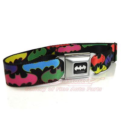 Batman multi-color logo seat-belt buckle black belt + free gift, licensed item