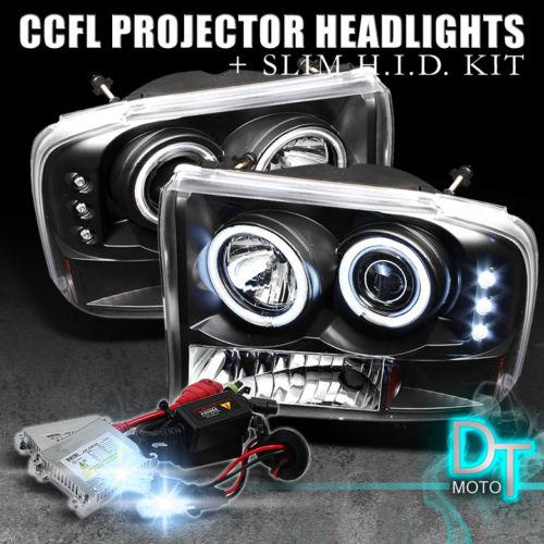 99-04 f250 f350 superduty excursion ccfl projector head lights+6000k slim hid