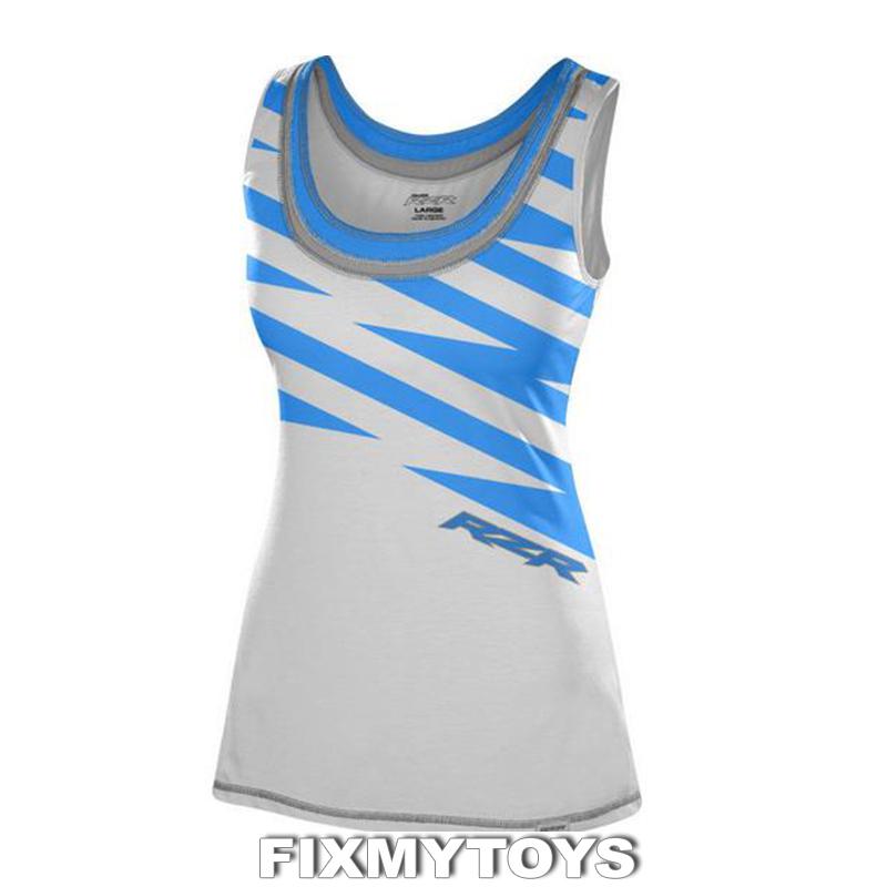 Oem polaris rzr womens blue & white tank top sizes s-2x