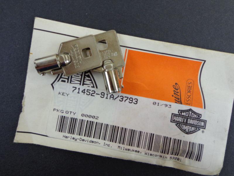 Harley davidson barrel key ignition/fork lock key set 71452-91a 3793