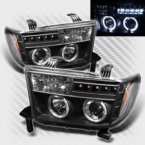 2007-2013 toyota tundra twin halo led projector headlights black head lights set