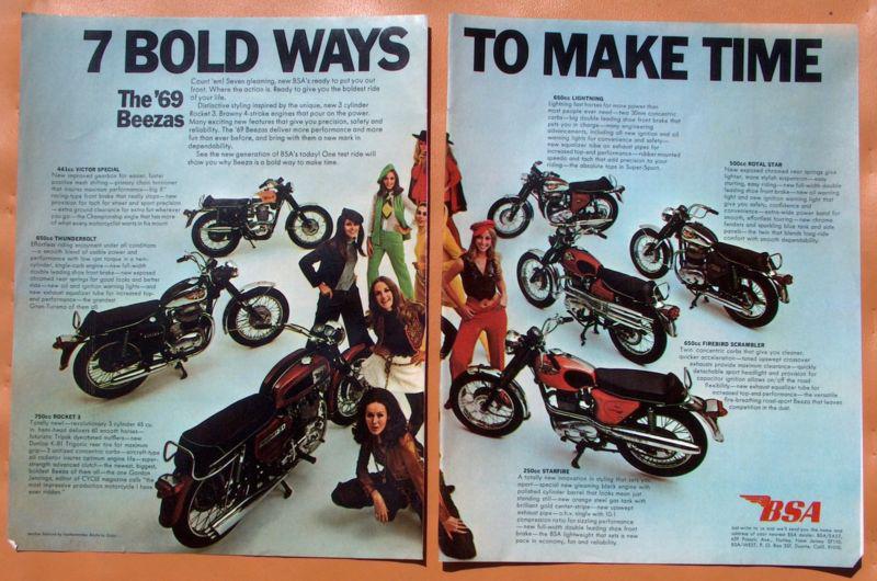 1146   1969 bsa model line two page full colour ad!