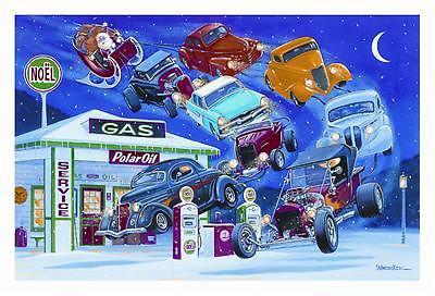 Paul oxman christmas greeting cards santa's sleigh street rods set of 10