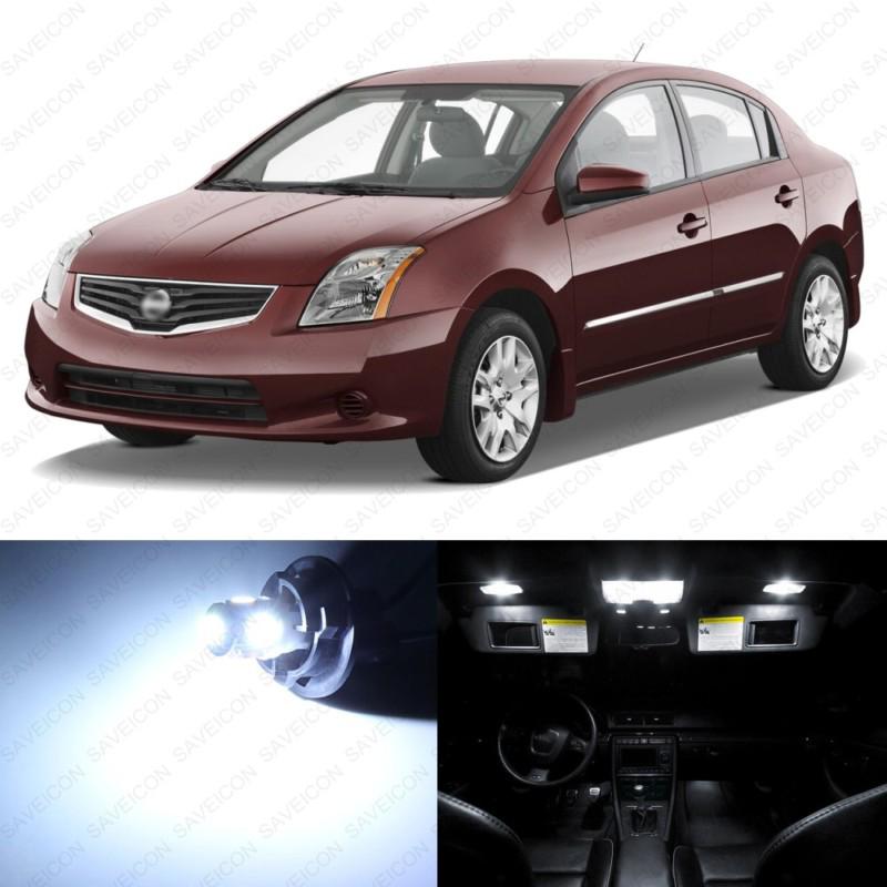 6 x xenon white led interior light package for 2007 - 2012 nissan sentra ii