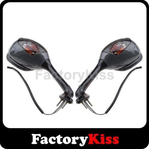 Gau motorcycle left right mirrors + turn signal light for suzuki gsxr 600 carbon