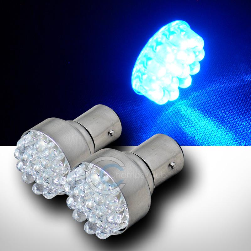 2pc blue 1157 bay15d 19x led stop/brake rear/tail light bulbs 12v 1154 1158 1493