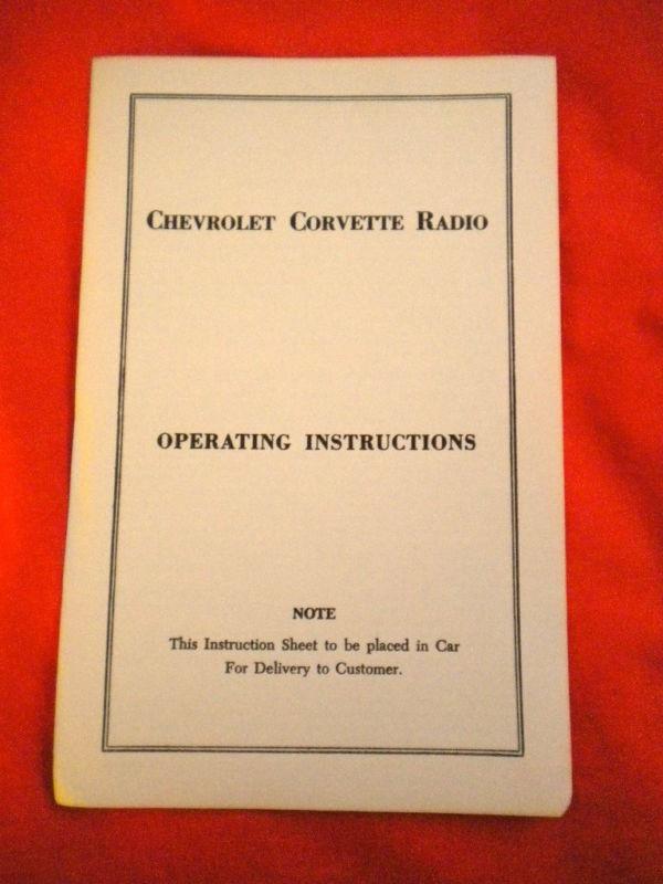 Chevrolet corvette owner manual radio operating instructions sheet 7265114 