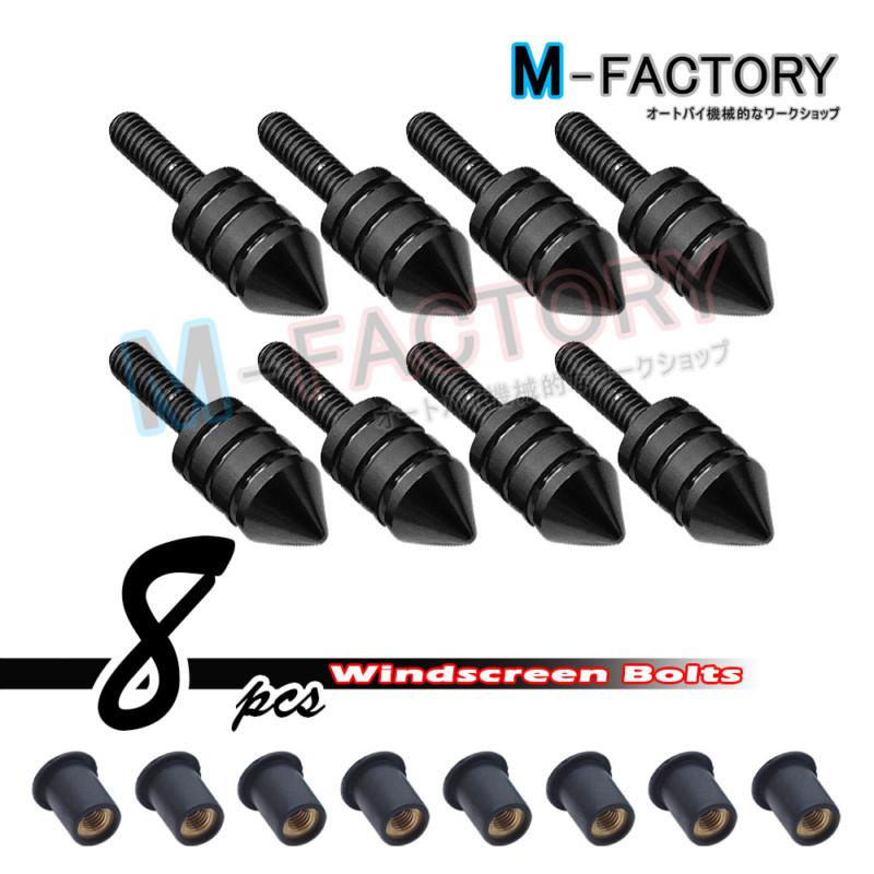 Black spike windcreen bolts screws kit suzuki gsx-r 1100 91-98