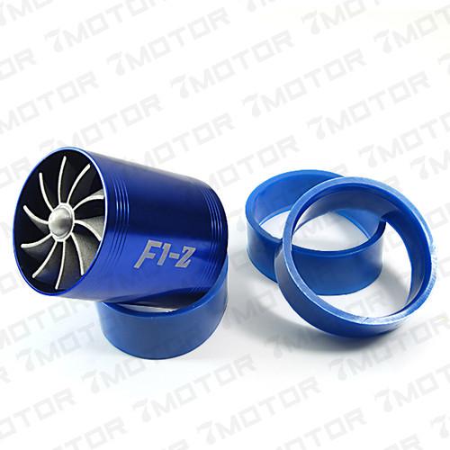 7m blue turbo turbine charger cool air intake fuel gas saver fan universal fit