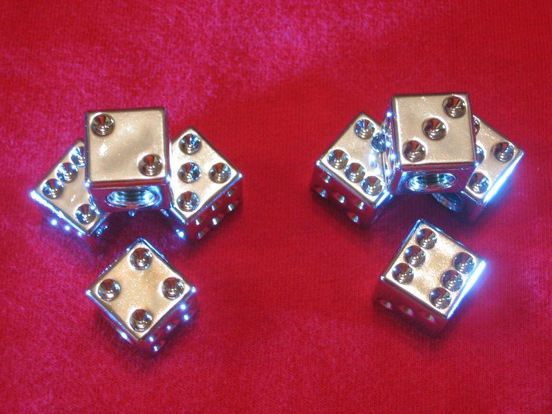 Chrome dice valve stem caps tire wheel  rat rod  old school  hot rod