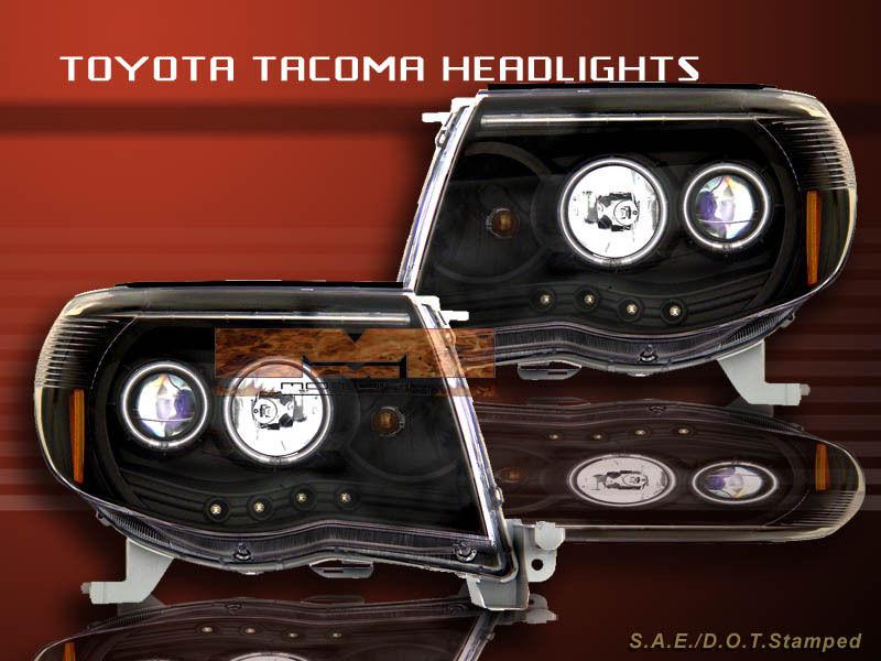 2005-2009 toyota tacoma ccfl halo projector headlights led black