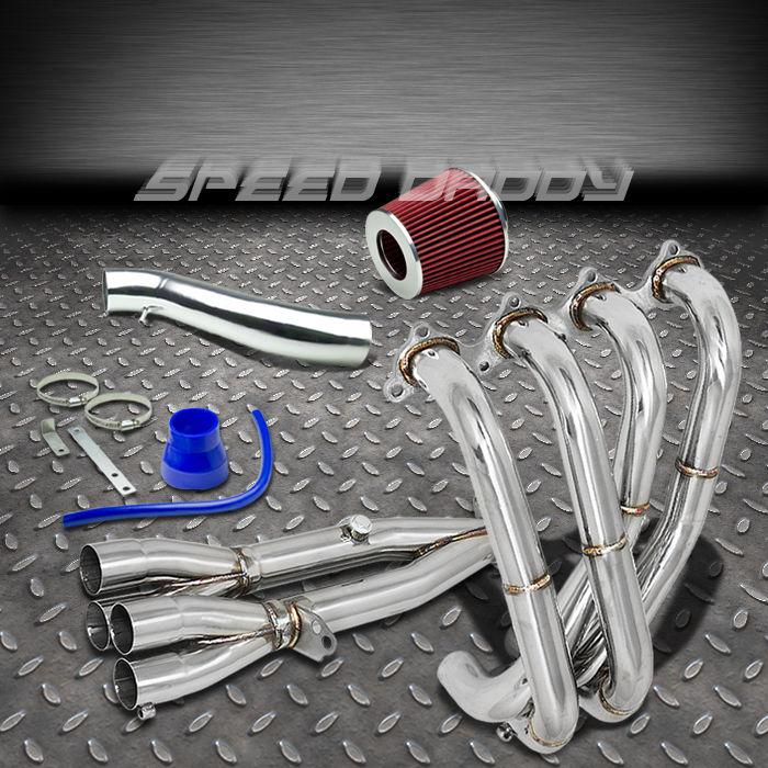 Tri-y racing header exhaust+air intake+blue 2-layer filter 94-01 integra gsr dc2