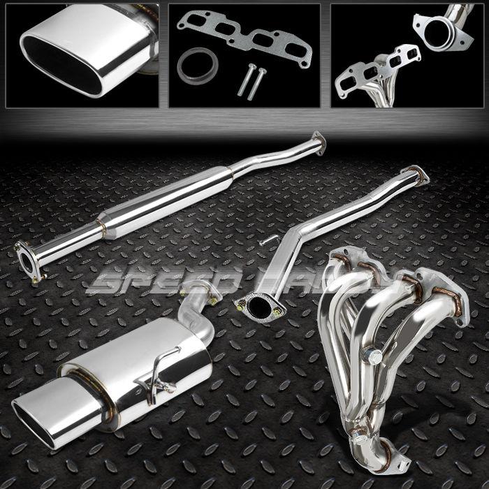 Oval muffler tip catback+header manifold exhaust 02-06 nissan altima 4cyl qr25de