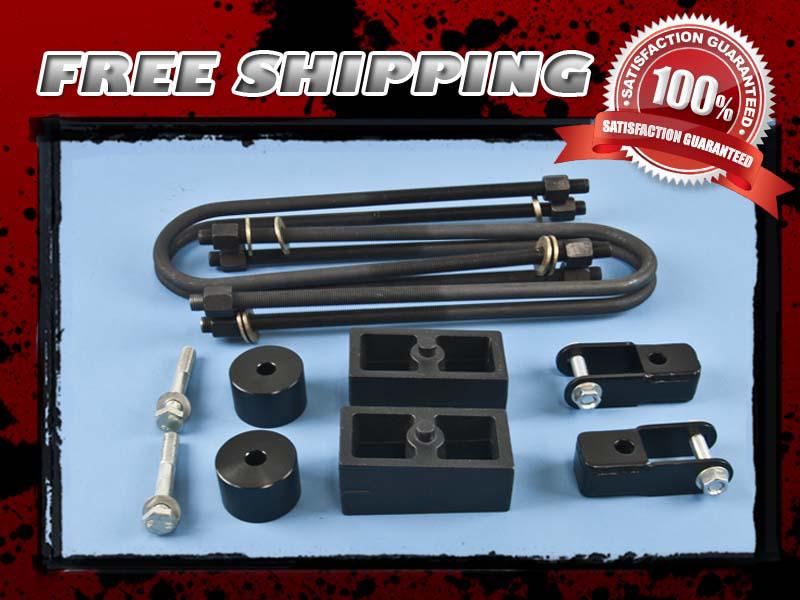 Black aluminum lift kit front 2" rear cast 2" block shock extender 4x4 4wd