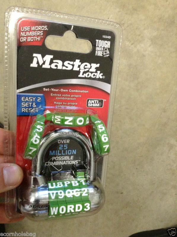  masterlock 1534d word locker combination padlock bike trailer no res door chain