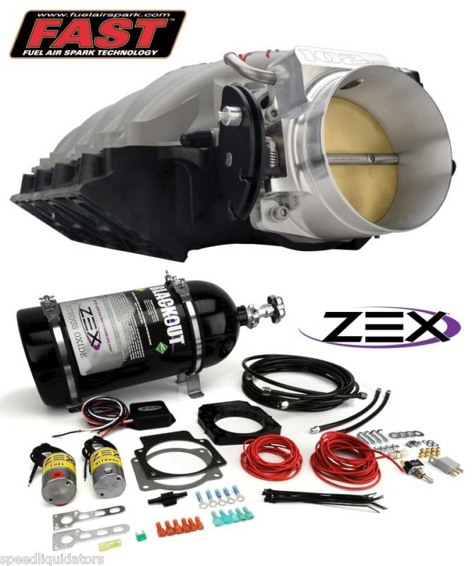 Fast lsxr gm ls1 ls2 ls6 intake, 102mm throttle body & zex 100-250hp nitrous kit