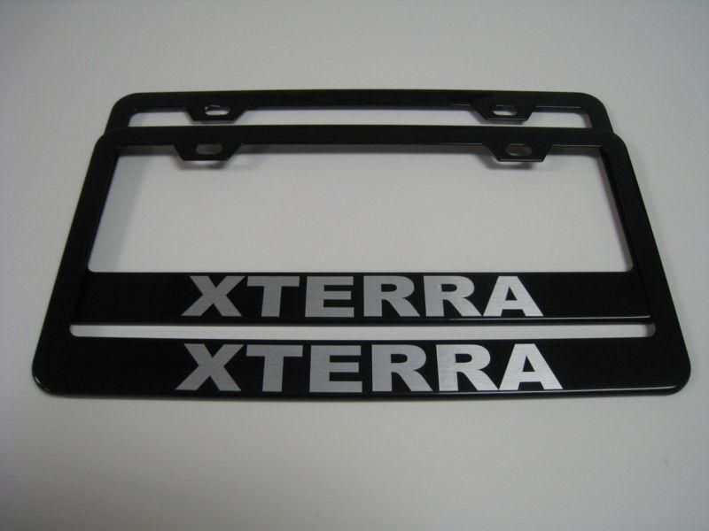 (2) black coated metal license plate frame - nissan "xterra"