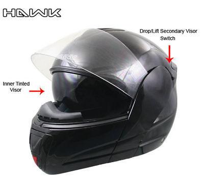 Hawk dual visor modular helmet gloss black s m l xl