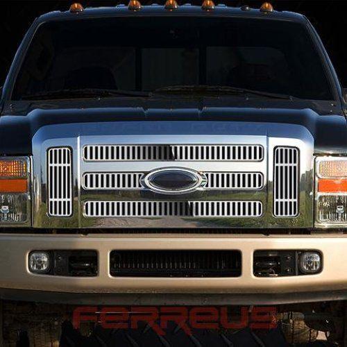 Ford superduty 08-10 vertical billet polished stainless grill insert trim cover