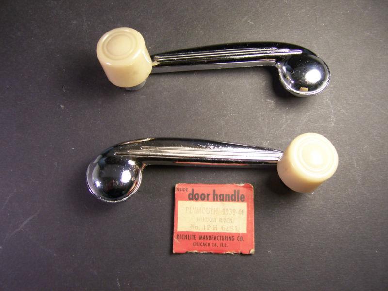 1939 1940 plymouth  inside window handle crank riser richland mfg. chicago pair