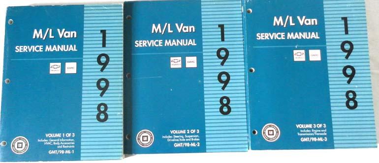 1998 chevrolet and gmc m/l van  service repair manual set 