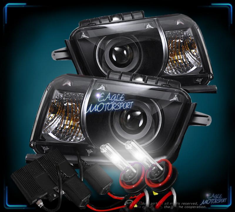 6000k slim hid 2010-2012 chevy camaro ccfl halo projector black blk headlights