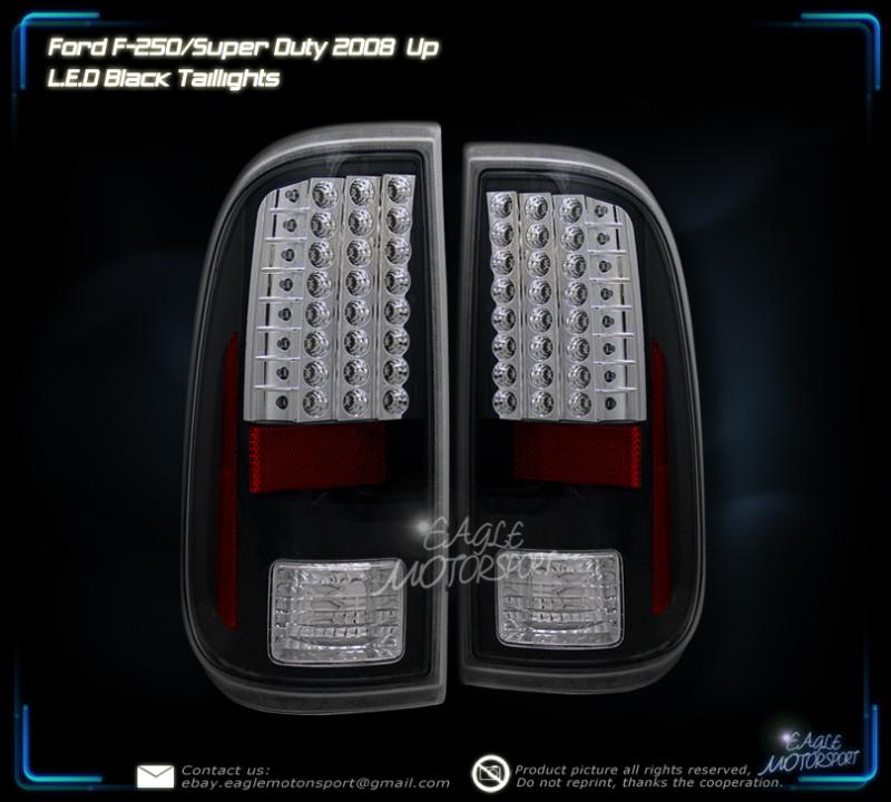 2008-2010 ford f250/f350/f450 super duty led black blk tail lights rear lamps