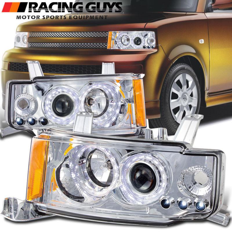 2004-2006 scion xb bb jdm chrome led halo projector headlights front lamps new