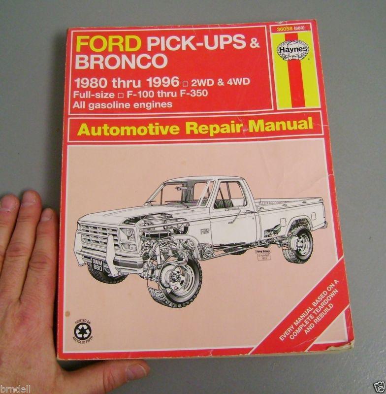 Chilton auto repair manual ford pick-up bronco 1980-96 f-100 f-350 service tune