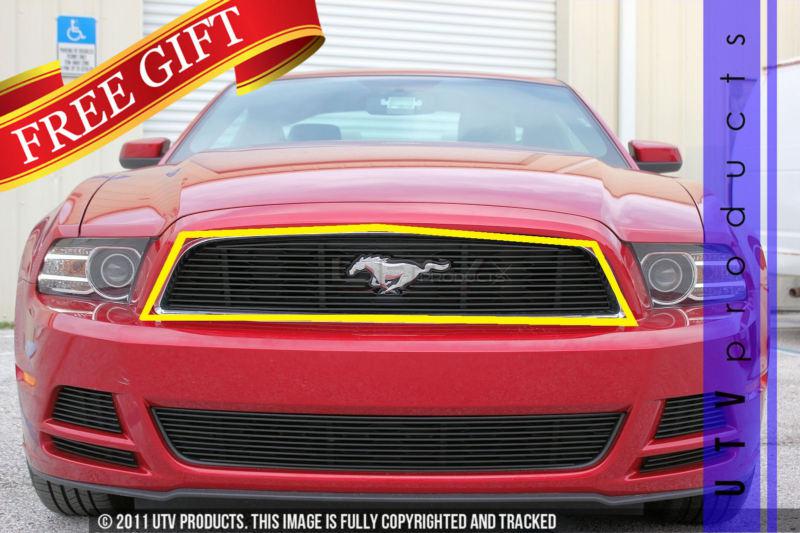 2013 - 2014 ford mustang v6 upper 1pc black billet grille kit overlay 13 14