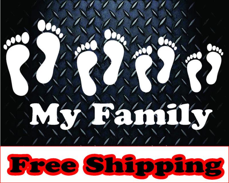 My family (feet) * vinyl decal sticker car window funny mom kids dad truck 