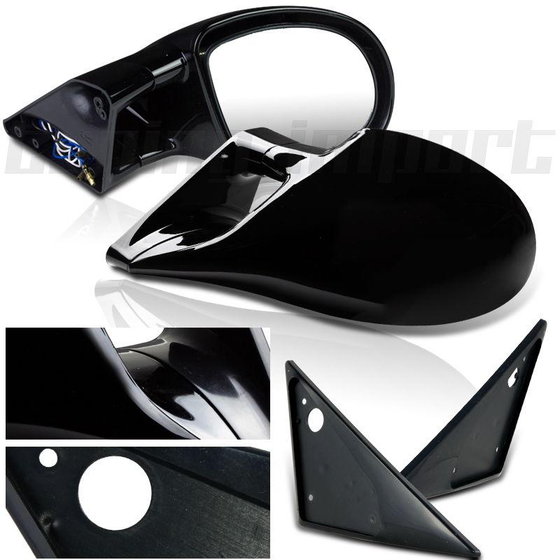 1989-1995 bmw 5-series m style glossy black side view power adjust mirrors pair