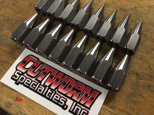 3&#034; f250/350 spiked lug nuts 14mm x 1.5 flat face 100% made in usa!! front 16!