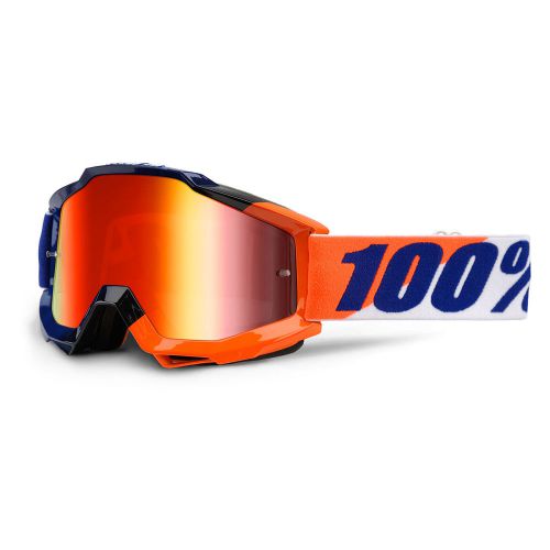 100% accuri mirror lens mx offroad goggles wilsonian/red lens