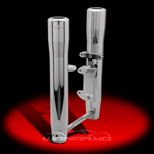 Pro-one perf.mfg. billet lower fork legs, chrome for dyna and softail harleys