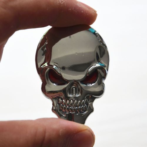 Chrome moto fairing metal skull demon bone badge emblem decal sticker for honda