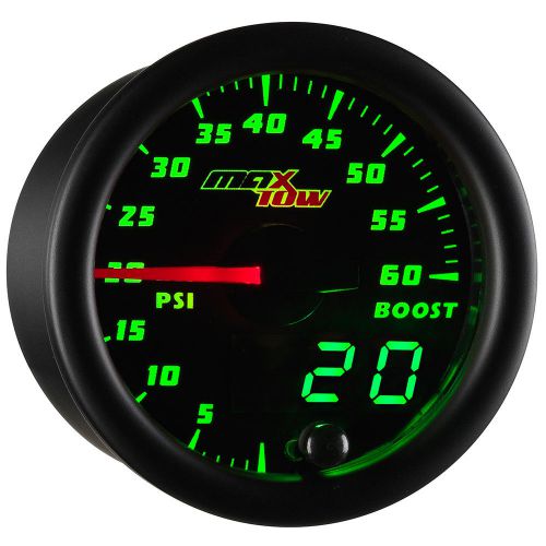 52mm black maxtow double vision 60psi turbo diesel boost gauge - mt-dv01-60