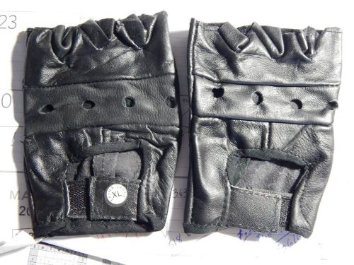 Black leather motorcycle bike fitness fingerless gloves new in package xl