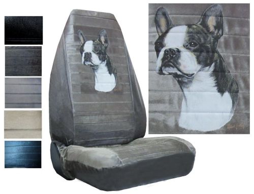 Velour seat covers car truck suv boston terrier high back pp #y